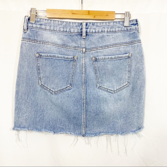 5/$25 Pacsun Distressed Zip Front Denim Jean Skirt - Picture 6 of 10